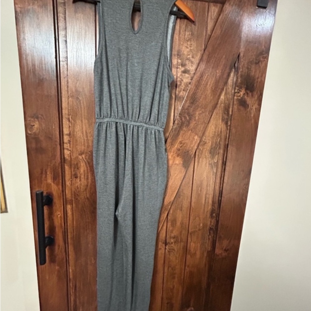 Vintage Havana Gray Sleeveless Jumpsuit with Elastic Waist